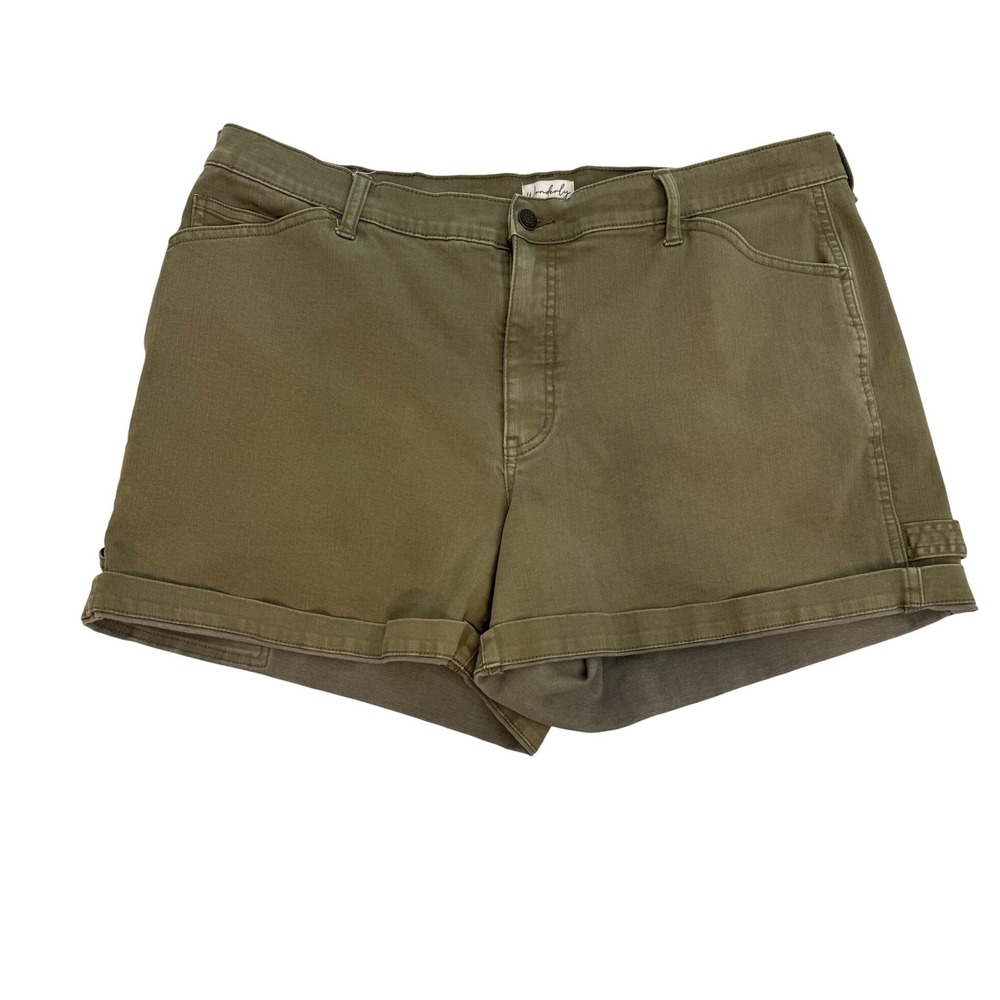 Wonderly Cargo Shorts Olive Green Cuffed‎ Utility Pockets Plus Size 18W